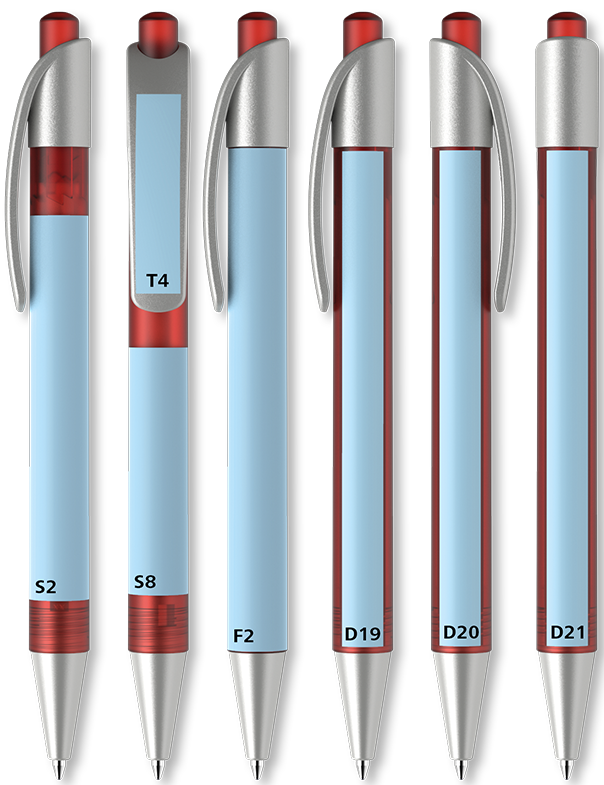 Depiction of the printing surfaces